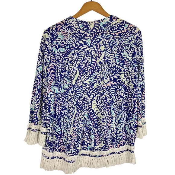 Lilly Pulitzer Size XS Cardigan Gigi Knit Wrap & Tank Top Shell Blue Paisley - Picture 3 of 10